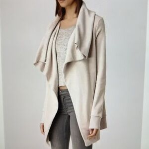 ALL SAINTS Dahlia Cream Open Front Asymmetrical Zip Collar Sweatshirt S